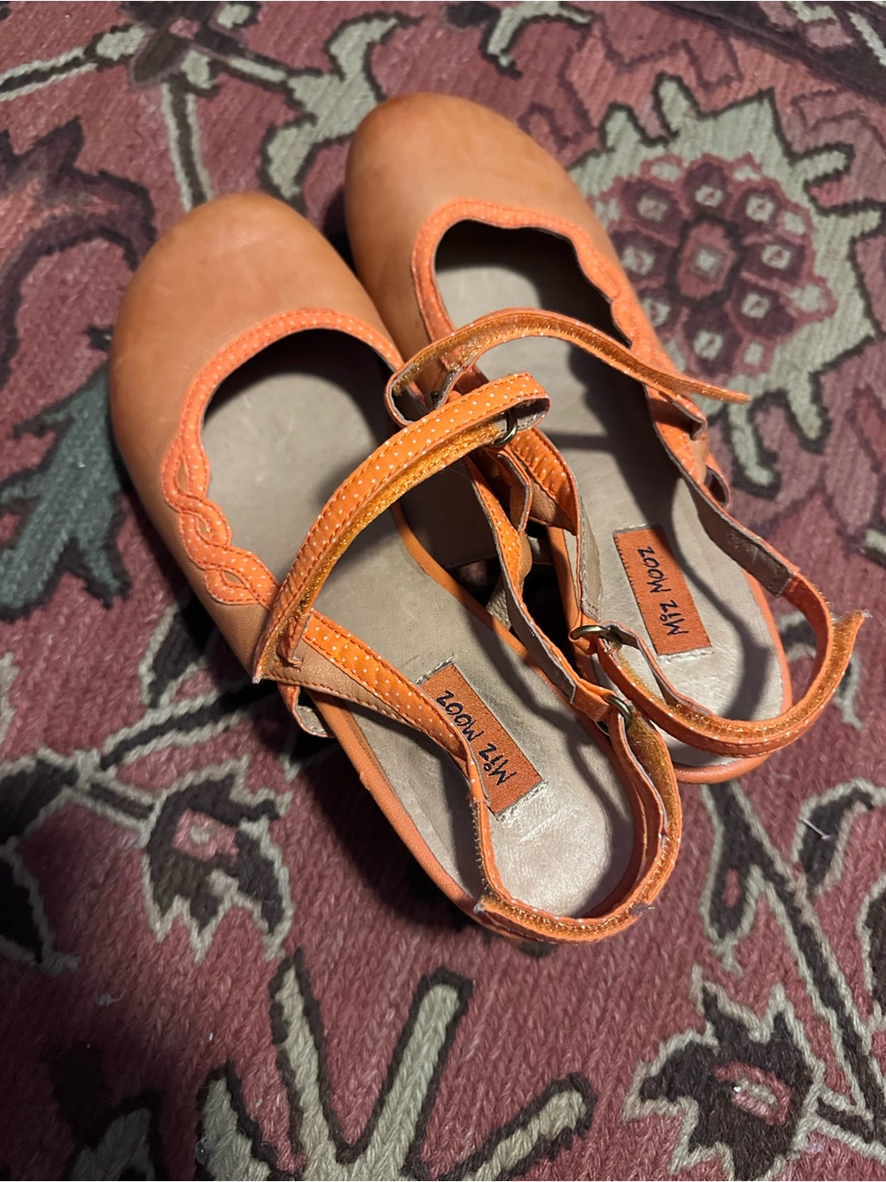 Miz Mooz Orange Leather Mary Jane Herls